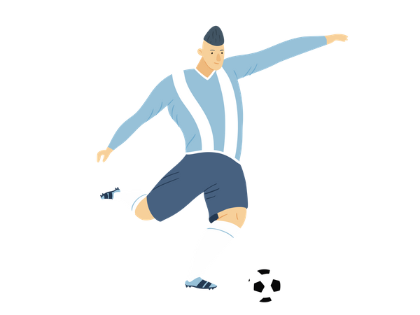 Male Footballer Dribbling ball Illustration