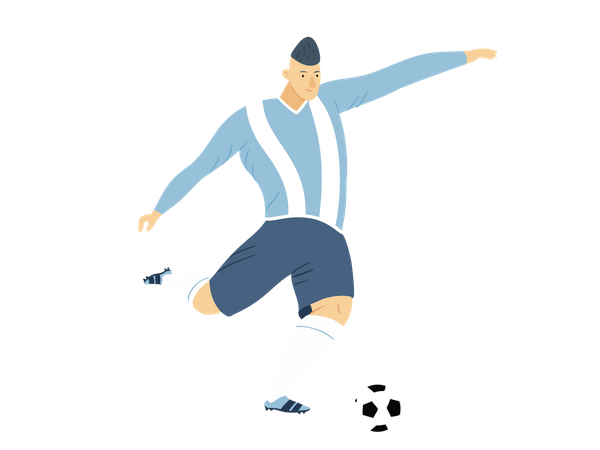 Male Footballer Dribbling ball  Illustration