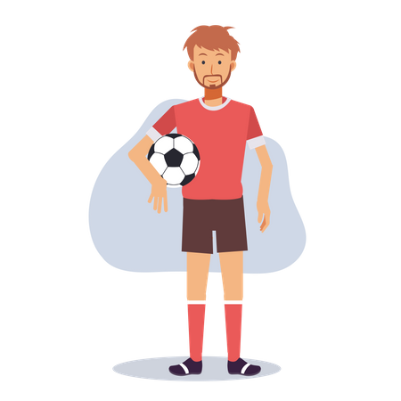 Male footballer holding ball Illustration