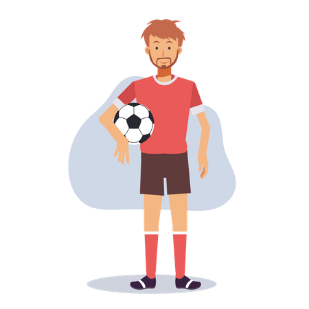 Male footballer holding ball  Illustration