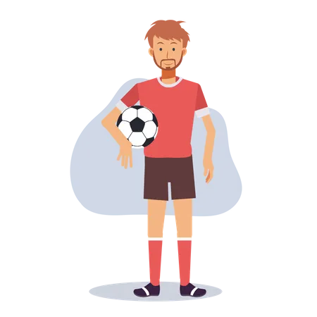 Male footballer holding ball  Illustration