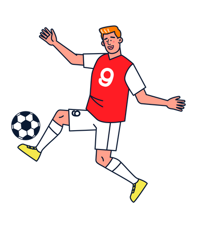 Male footballer kicking ball Illustration