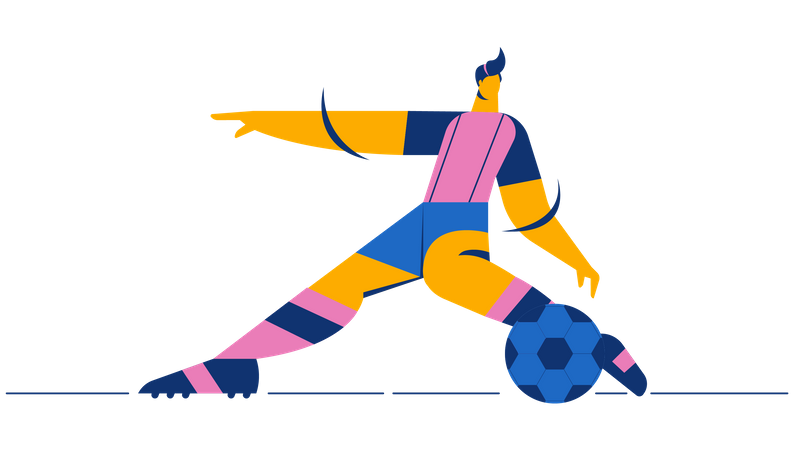 Male footballer kicking ball  Illustration