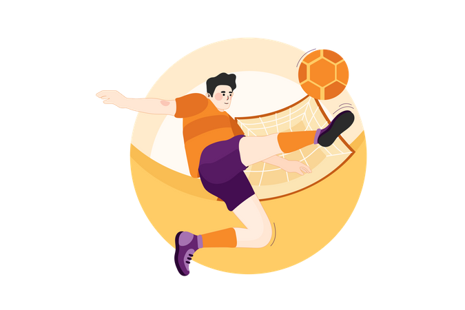 Male Footballer kicking football  Illustration