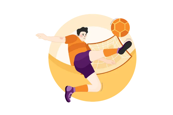 Male Footballer kicking football  Illustration