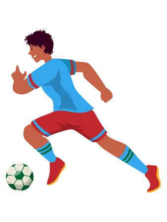 Male footballer playing football Illustration