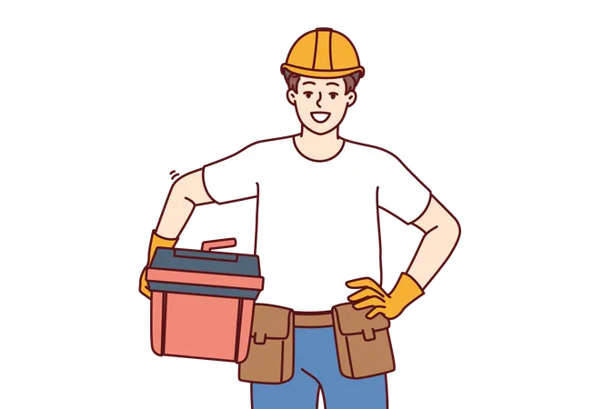 Male foreman holds case  Illustration