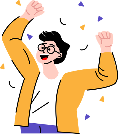 Male freelancer celebrating success  Illustration