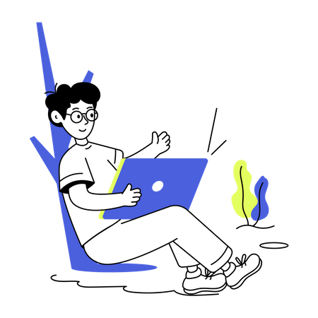 Male freelancer working anywhere  Illustration