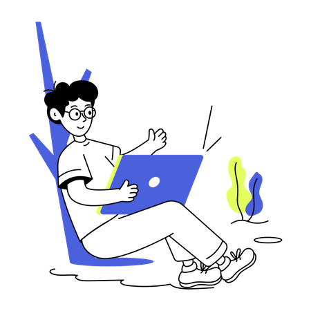 Male freelancer working anywhere  Illustration