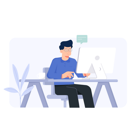 Male freelancer working from home  Illustration