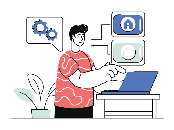 Male freelancer working from home  Illustration