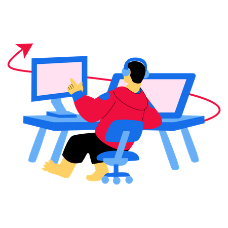 Male freelancer working from home  Illustration