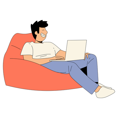 Male freelancer working on laptop  Illustration