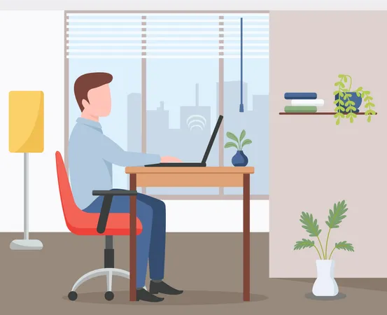 Male freelancer working online  Illustration