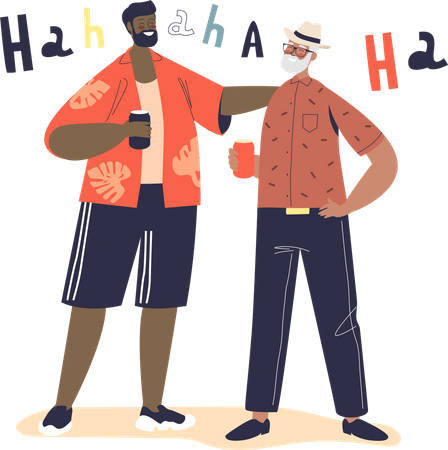 Male friends communicating  イラスト