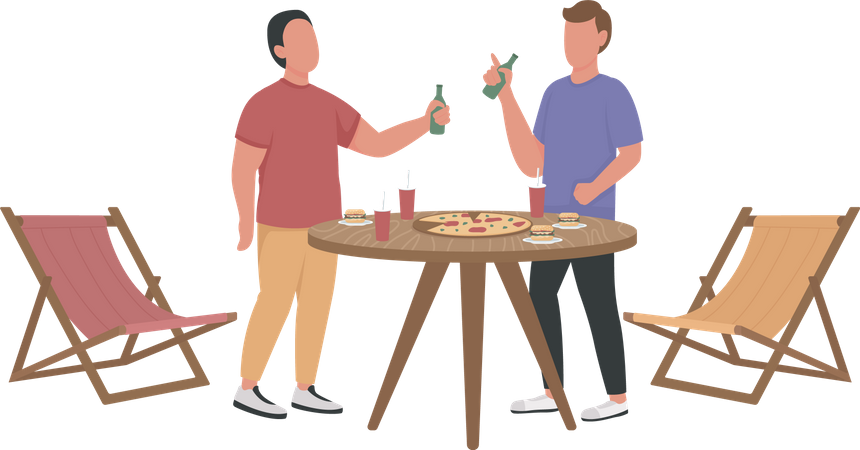 Male friends doing party  Illustration