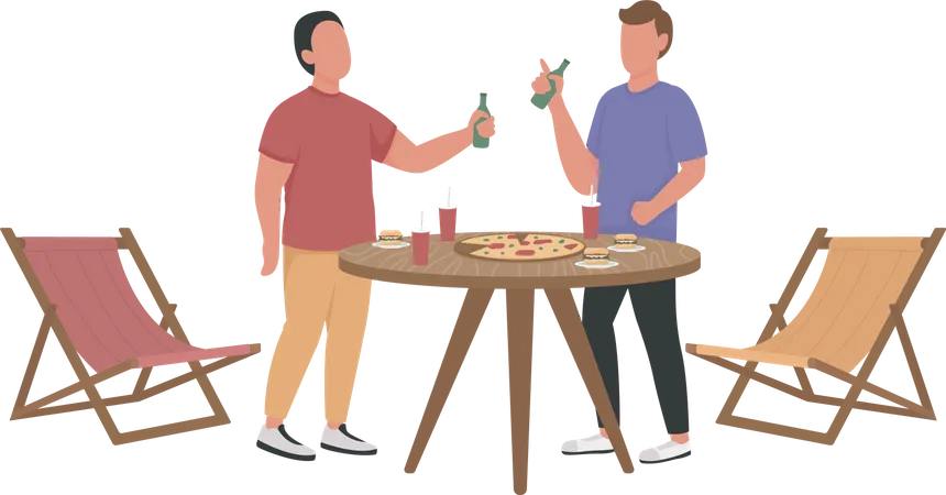 Male friends doing party  Illustration