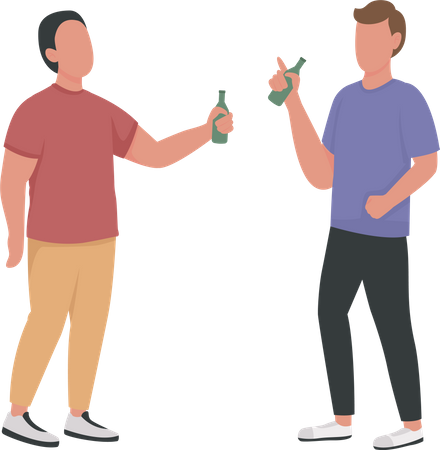 Male friends drinking together Illustration