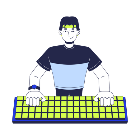 Male gamer with keyboard  Illustration