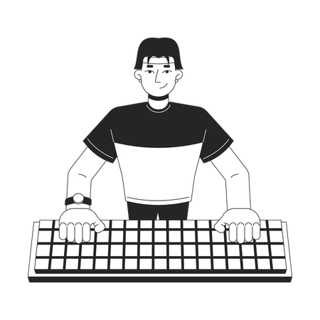 Male gamer with keyboard  Illustration