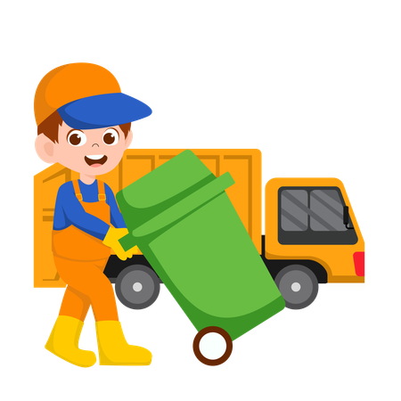 Male Garbage Collector  Illustration