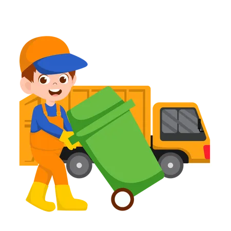 Male Garbage Collector  Illustration