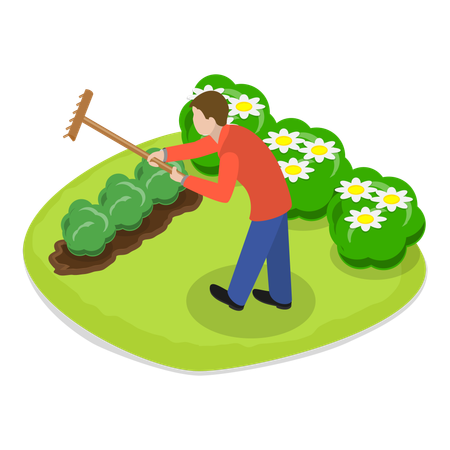Male gardener doing gardening  イラスト