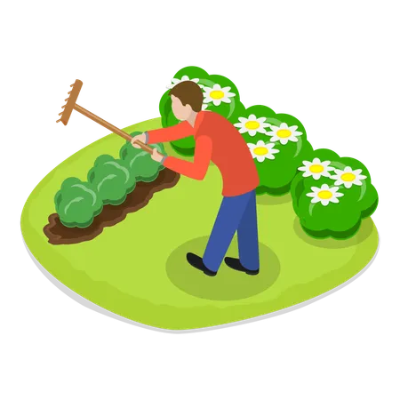 Male gardener doing gardening  イラスト