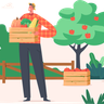 illustration farmer farming apple