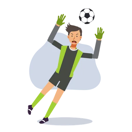 Male Soccer Football Goalkeeper Player Flat Vector Cartoon Character Illustration Illustration