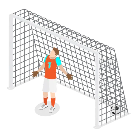3 D Isometric Flat Vector Set Of Goalkeepers Goalie Characters In Motion Item 2 Illustration