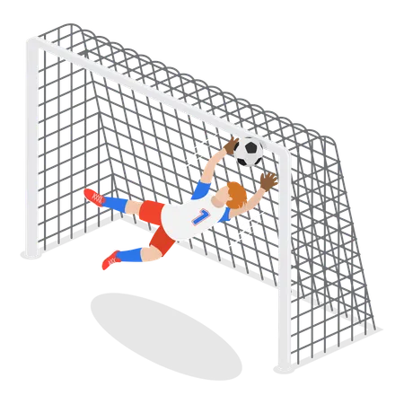 3 D Isometric Flat Vector Set Of Goalkeepers Goalie Characters In Motion Item 4 Illustration