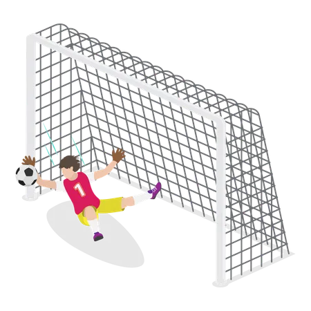 3 D Isometric Flat Vector Set Of Goalkeepers Goalie Characters In Motion Item 5 Illustration