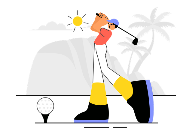 Male Golf Player hitting Ball  Illustration