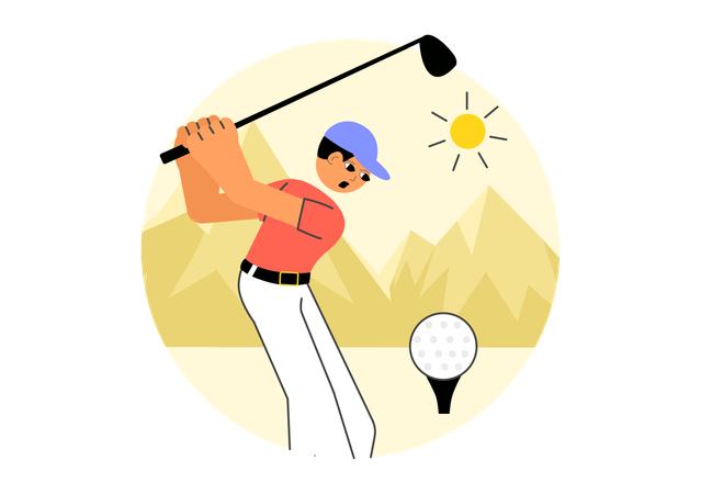 Male Golf Player hitting Ball  Illustration