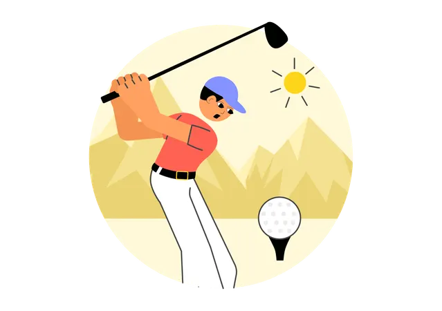 Male Golf Player hitting Ball  Illustration