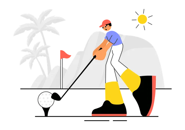 Male Golf Player hitting Ball  Illustration