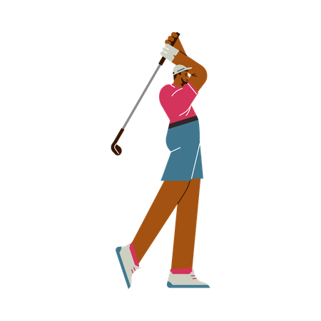 Male golf player hitting ball using golf stick  Illustration