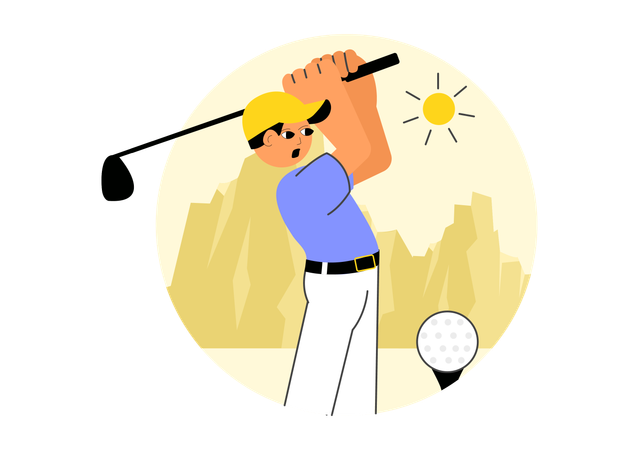 Male Golf Player Playing Golf  Illustration