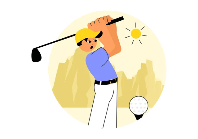 Male Golf Player Playing Golf  Illustration