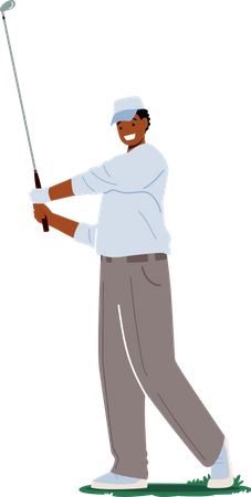 Male Golfer hitting long shot  Illustration