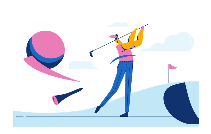 Male Golfer Playing golf  イラスト