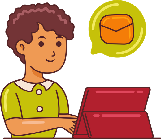 Male graphic designer checking mail  Illustration