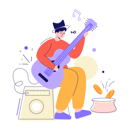 Male Guitar Player  Illustration