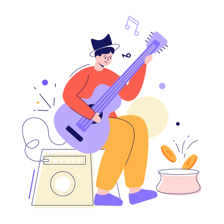 Male Guitar Player  Illustration