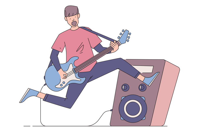 Male guitarist performing  Illustration