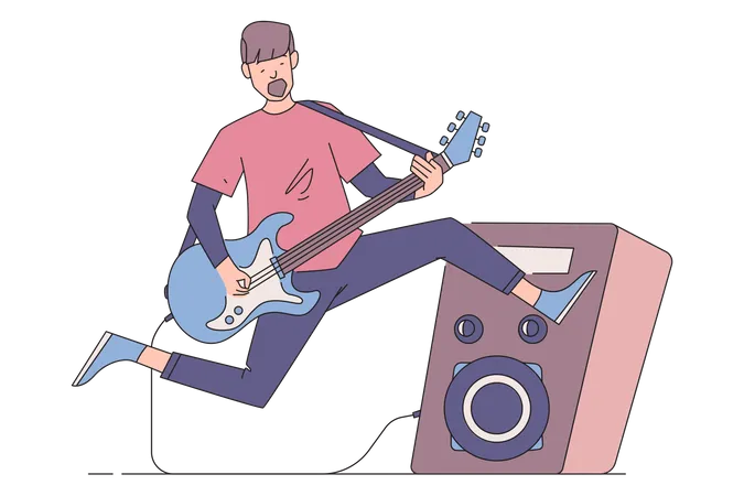 Male guitarist performing  Illustration