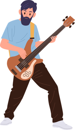 Male guitarist playing electric guitar  Illustration