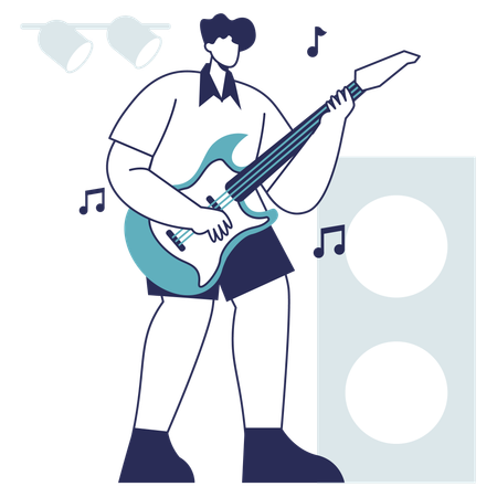 Male guitarist playing guitar  Illustration